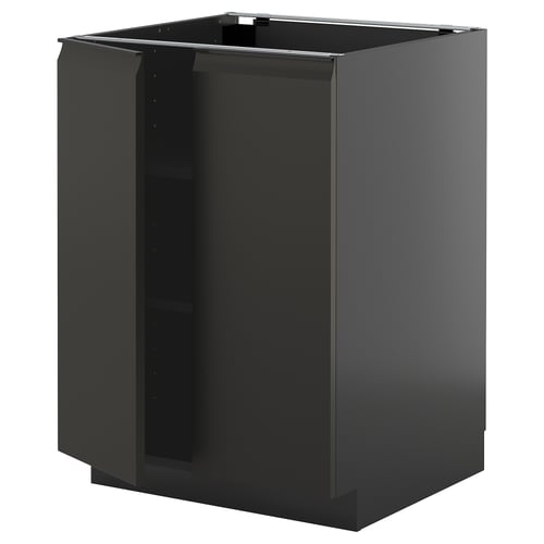 METOD black kitchen cabinet, modern design, matte finish, square shape.