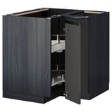 METOD Corner base cabinet with carousel, black/Upplöv matt anthracite, 88x88 cm