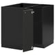 Black kitchen cabinet set, modern design with sturdy particleboard and metal hinges, includes 2 doors, adjustable shelves, and 25-year warranty.