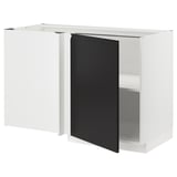 METOD kitchen unit in white with black door, modern and minimalistic.