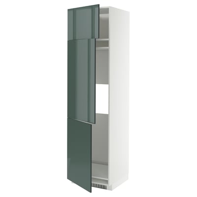 Ikea METOD cabinet, high, white, glass doors, green gloss, adjustable shelves.