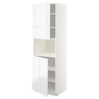 White high gloss METOD kitchen cabinet with adjustable shelves and doors.