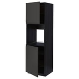 Black METOD kitchen cabinet, tall and modern, featuring a matte finish, adjustable shelf, and sleek door design.