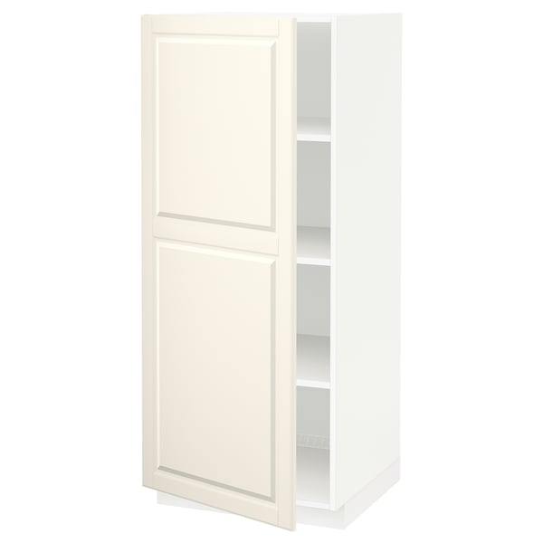 The is: METOD off-white kitchen cabinet with adjustable shelf and bevelled doors.