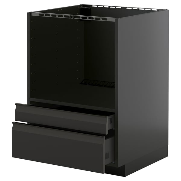 METOD / KNIVSHULT Base cabinet f combi micro/drawers, black-grey/Upplöv matt anthracite, 60x60 cm