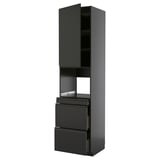 METOD / KNIVSHULT Hi cab f micro combi w door/3 drwrs, black-grey/Upplöv matt anthracite, 60x60x240 cm