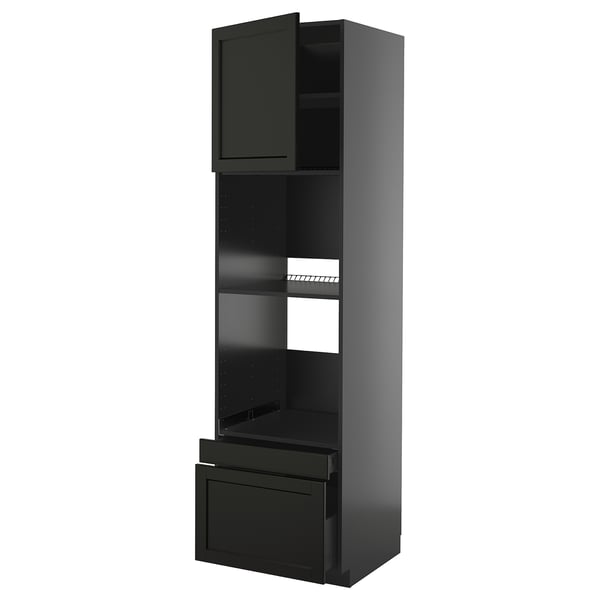 Black METOD kitchen cabinet with drawer, sleek design, three compartments, sturdy construction, modern