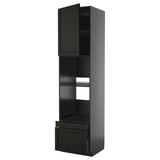 A tall, dark gray kitchen cabinet from the METOD system, featuring multiple shelves and a drawer with a modern, traditional design.