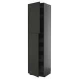 Black METOD tall kitchen unit, modern design, sleek finish.