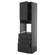 Black kitchen cabinet, modern design with matte finish, three drawers, one open shelf, and one closed compartment.