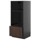 Modern black kitchen cabinet with dark brown drawer. Tall with adjustable shelf.