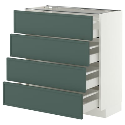 METOD / MAXIMERA Base cab 4 frnts/4 drawers, white/Aspudden dark grey-green, 80x37 cm