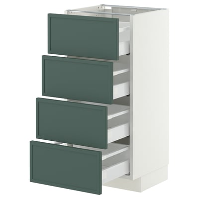 METOD / MAXIMERA Base cab 4 frnts/4 drawers, white/Aspudden dark grey-green, 40x37 cm