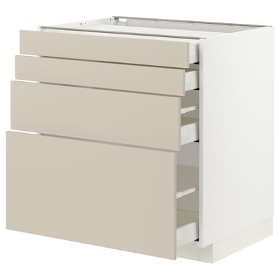 The METOD kitchen unit beige havstorp drawers, featuring a modern, sleek design with four spacious drawers for storage.