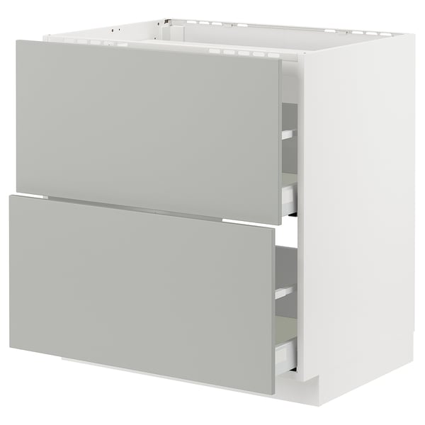 METOD kitchen unit in light grey with two drawers.
