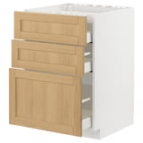 METOD kitchen unit, light wood drawers, 3 compartments.