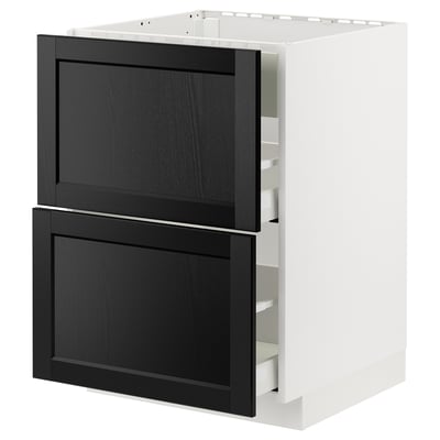 METOD kitchen cabinet with black drawers, beveled edges.