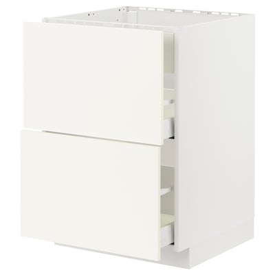 White METOD kitchen cabinet with two drawers, modern design.