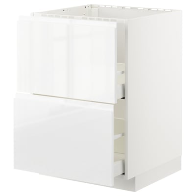 White high gloss kitchen cabinet with smooth drawer.