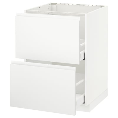 White METOD kitchen cabinet, minimalist modern design. Includes drawer, sturdy frame, smooth self-close feature.