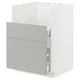 METOD white kitchen unit: sleek light grey drawers, modern design, particleboard and steel construction.