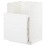 Ikea METOD white kitchen cabinet with smooth drawer, modern minimalist design.