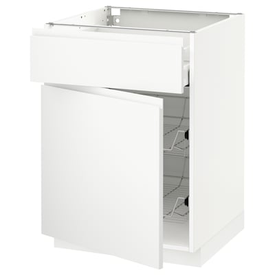 METOD white kitchen cabinet with soft-close drawer and shelves.