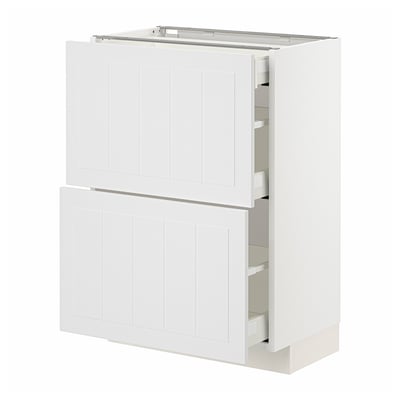 White METOD kitchen cabinet, rectangular shape, two doors, two drawers, sleek design.