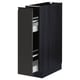 METOD black kitchen cabinet with gray pull-out drawer.