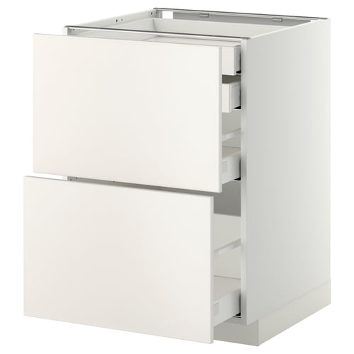 Ikea METOD white kitchen cabinet with drawers.