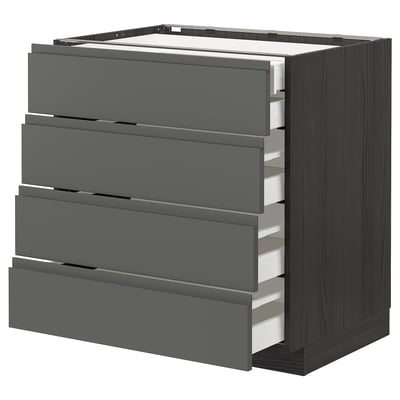 Modern dark grey ikea METOD kitchen unit with four drawers and sleek handles.