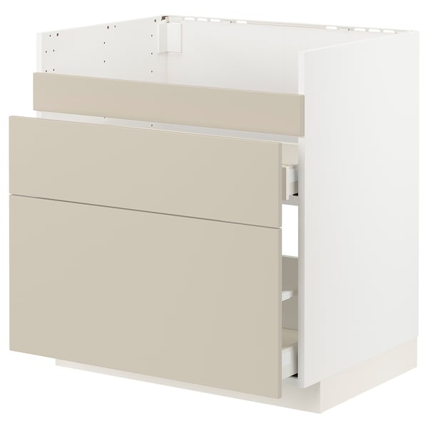 Cream METOD kitchen cabinet with drawers & sleek design.