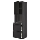 Black stained kitchen cabinet with drawers and doors, traditional design.