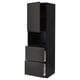 Black METOD kitchen unit with open doors and drawers, modern design.