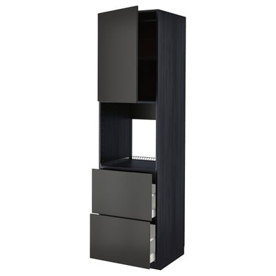 Black METOD kitchen unit with drawers and cabinet.