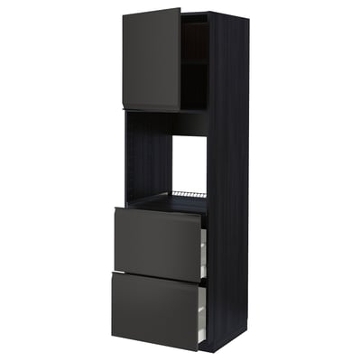 Black METOD kitchen cabinet set with drawer and shelving.