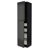 METOD kitchen cabinet in matte black with modern, smooth finish and pull-out drawers.
