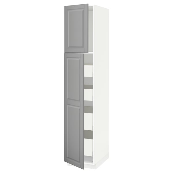 METOD cabinet: gray, rectangular, with two doors and adjustable shelves.