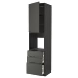 A tall grey METOD kitchen unit with drawers and cabinets.