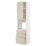 METOD kitchen unit in white & beige with drawers and shelves.