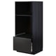 Option: Black ikea METOD kitchen cabinet with drawer, sleek design, dark wood grain finish, open for visibility.
