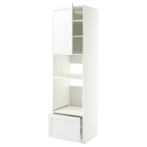 METOD / MAXIMERA High cabinet f built-in appliances, white Enköping/white wood effect, 60x60x220 cm