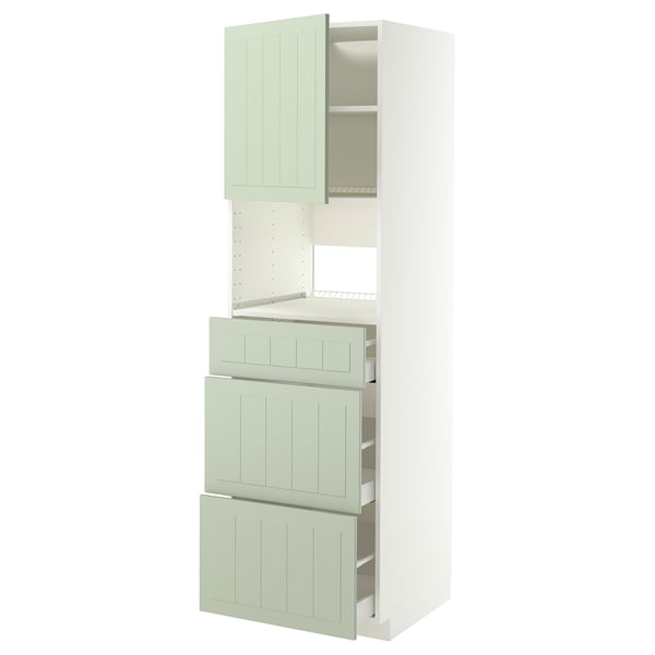 METOD kitchen unit, green, vertical, wood, with drawers and shelves.