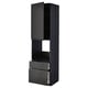 Modern black kitchen unit, tall. Includes 2 drawers, shelf, and cabinet with door.