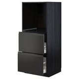 Modern black kitchen unit, sleek drawer fronts, sturdy wooden frame, adjustable shelf, soft-close drawers.