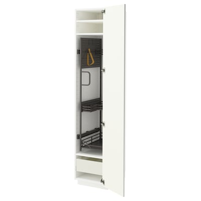 METOD kitchen unit in white with adjustable shelves and drawers.