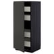 METOD kitchen cabinet in matte black with metal drawers.