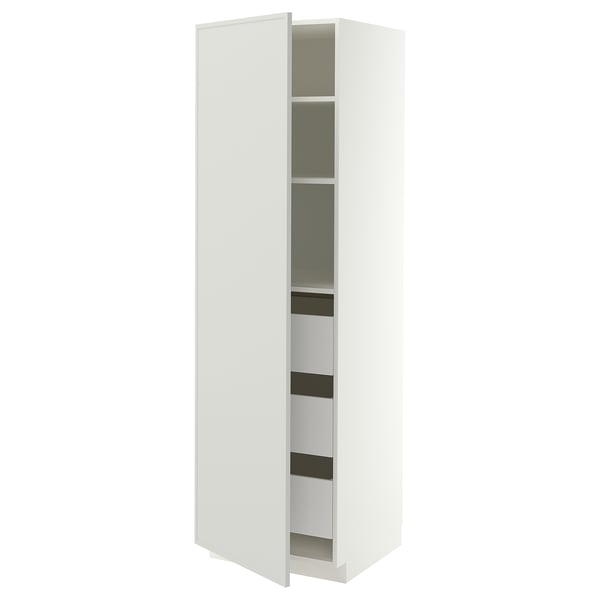 METOD / MAXIMERA High cabinet with drawers, white/Aspudden light grey, 60x60x200 cm
