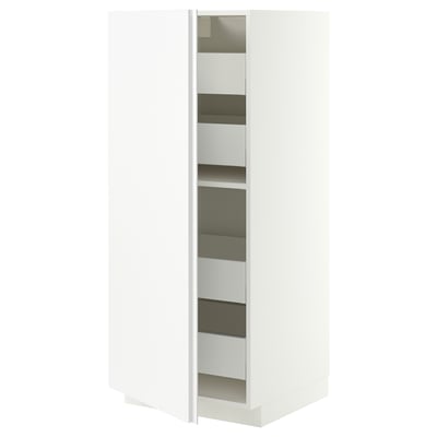METOD / MAXIMERA High cabinet with drawers, white/VOXTORP matt white vertical handle, 60x60x140 cm