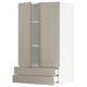 Modern beige METOD kitchen cabinet with 2 doors and 3 drawers.